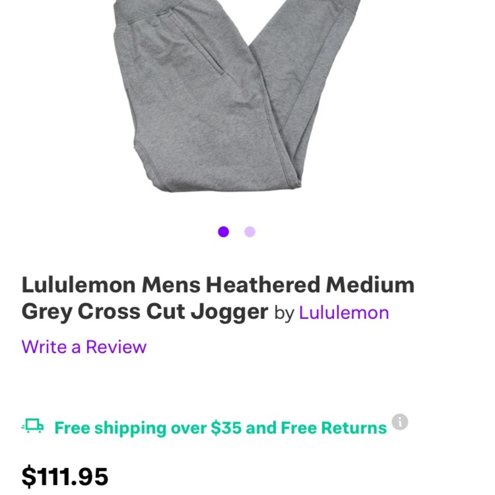 Lululemon men’s cross cut joggers L
